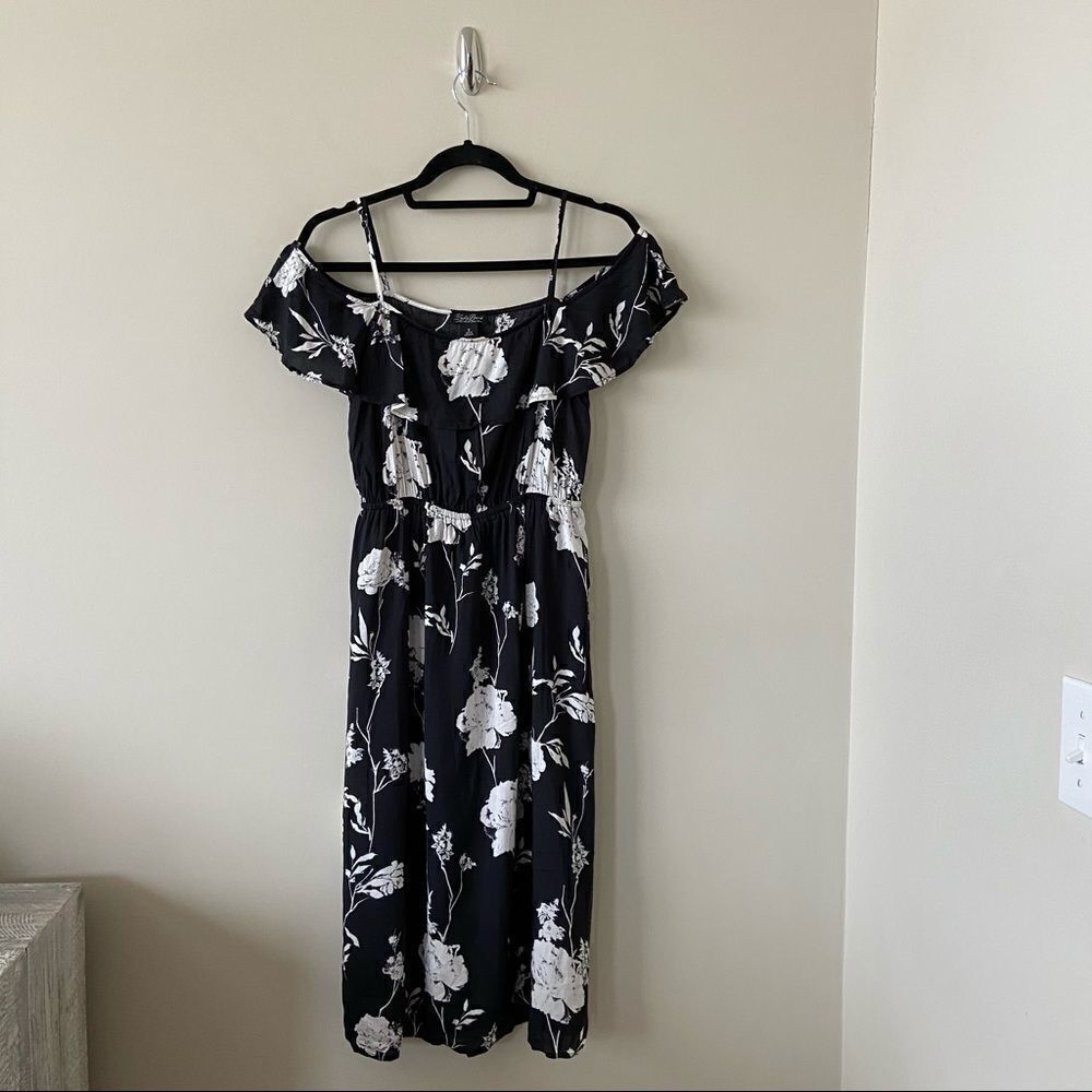 Lucky Brand-Floral Flutter Sleeve Midi Dress